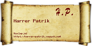 Harrer Patrik névjegykártya